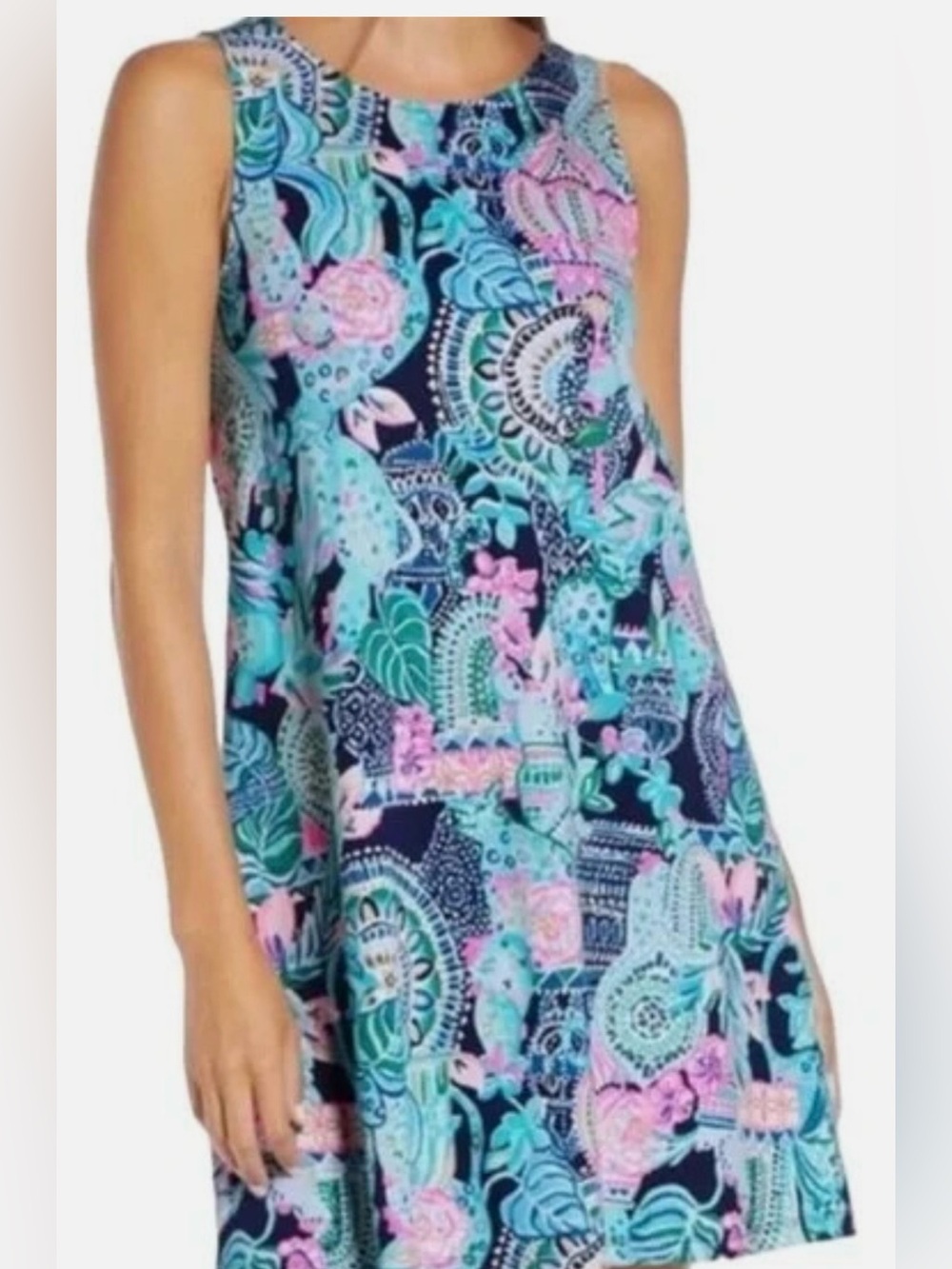Lilly Pulitzer Kristen Swing Dress Looking Sharp Blue Pink Cotton